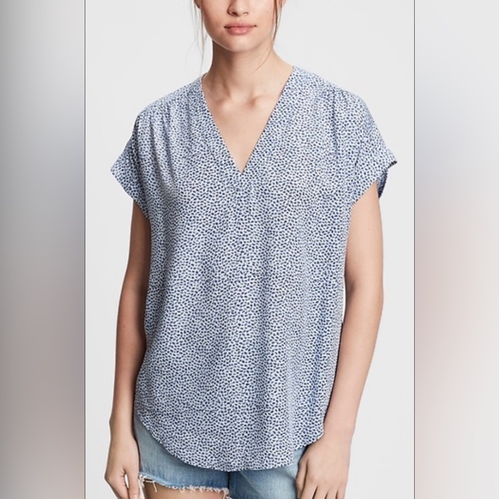 GAP Navy Floral Print Top